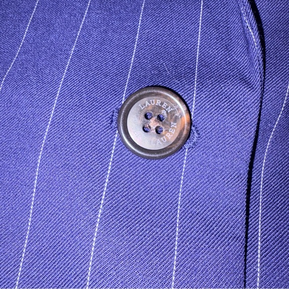 Lauren Ralph Lauren navy Blue stripe wool mix Blazer Size 14 new single button - Picture 11 of 11